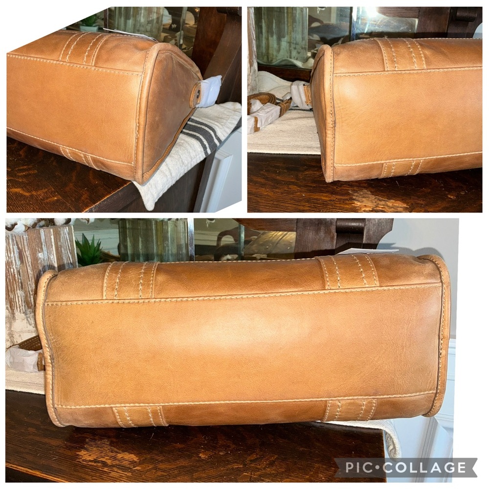 NWT Frye Melissa Leather Beige Brown Satchel Crossbody Handbag Bag Retail $388 - Picture 10 of 16